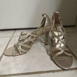 Adrianna Papell Boutique Gold Strappy Sandal Heels Sz 8.5 US Women